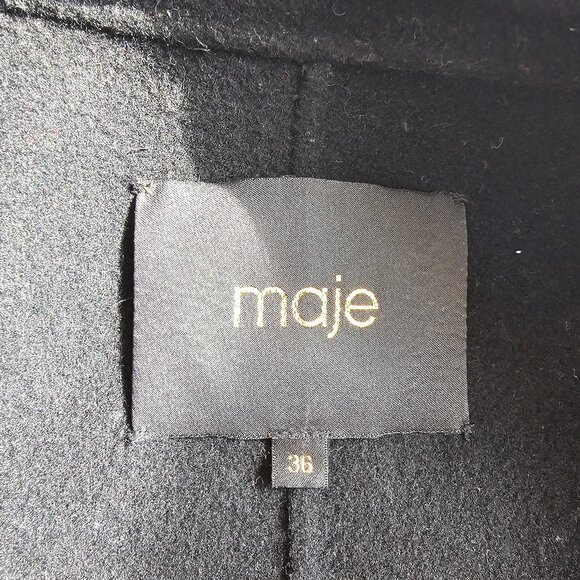 Maje Galami Double-faced Wool Coat - 2019 - Black - Sz 36 - Picture 4 of 16